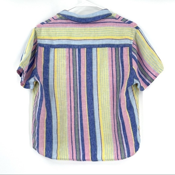 C&C California 100% Linen Multicolor Striped Button Down Top - Picture 5 of 6